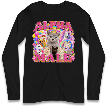 Alpha Male Funny Kitten Unicorn Long Sleeve T-Shirt