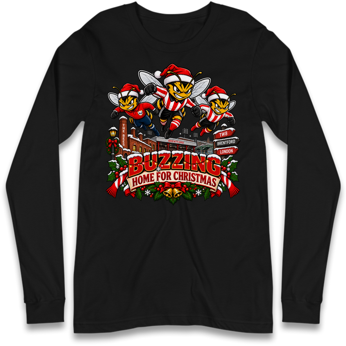 Brentford Football Christmas Long Sleeve T-Shirt