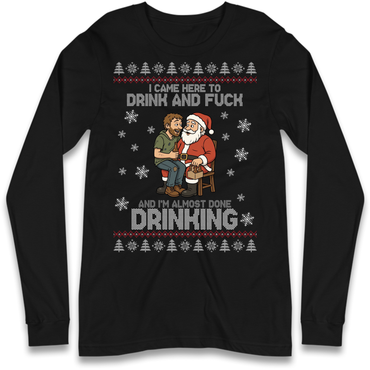 Rude Santa Graphic Long Sleeve T-Shirt
