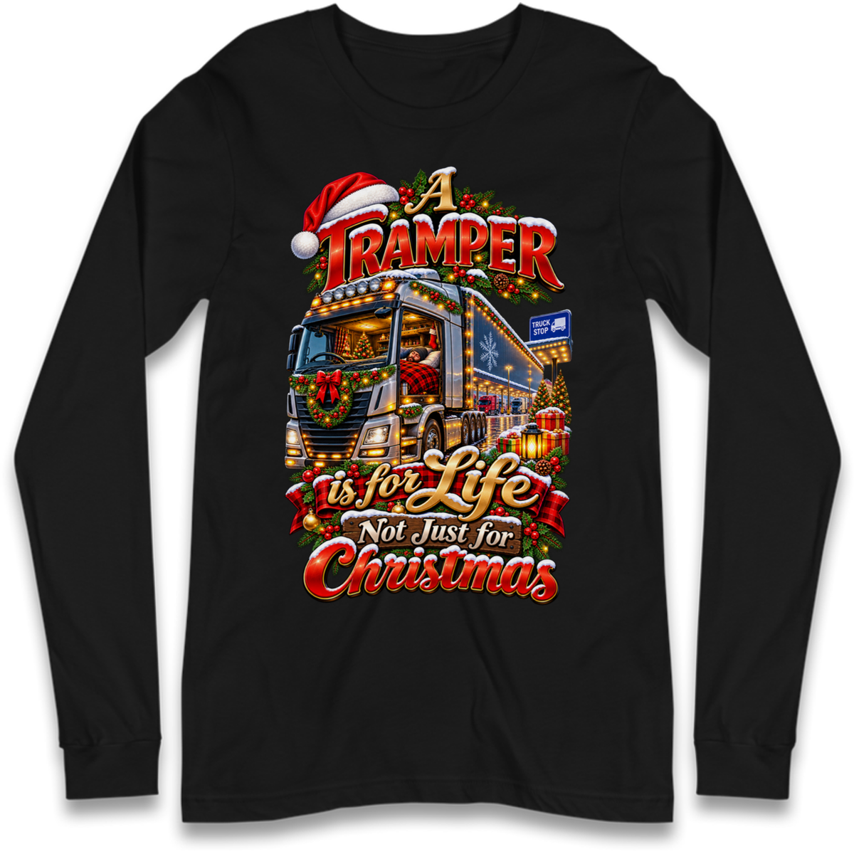 Trucker Christmas Long Sleeve T-Shirt