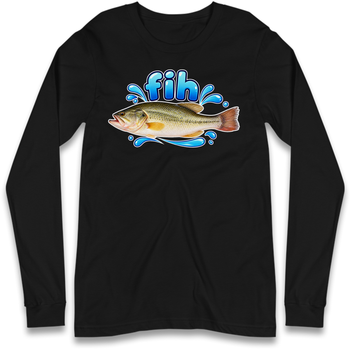 Fih Funny Bass Fish Long Sleeve T-Shirt
