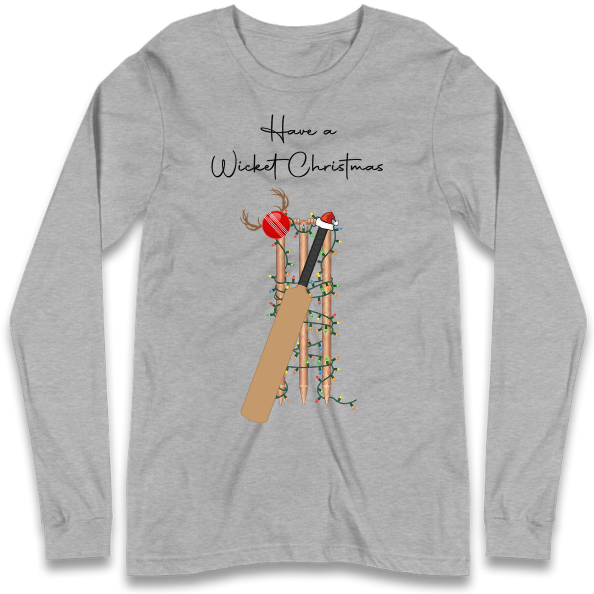 Cricket Bat Graphic Christmas Long Sleeve T-Shirt