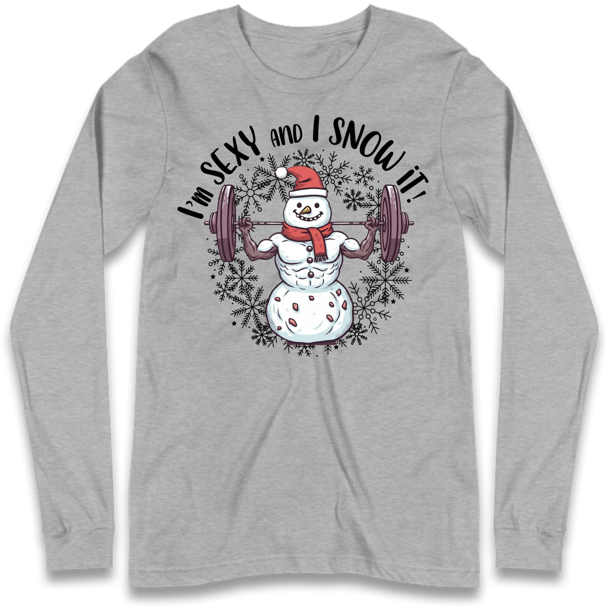 Gym Snowman Graphic Christmas Long Sleeve T-Shirt