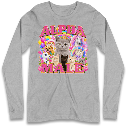 Alpha Male Funny Kitten Unicorn Long Sleeve T-Shirt