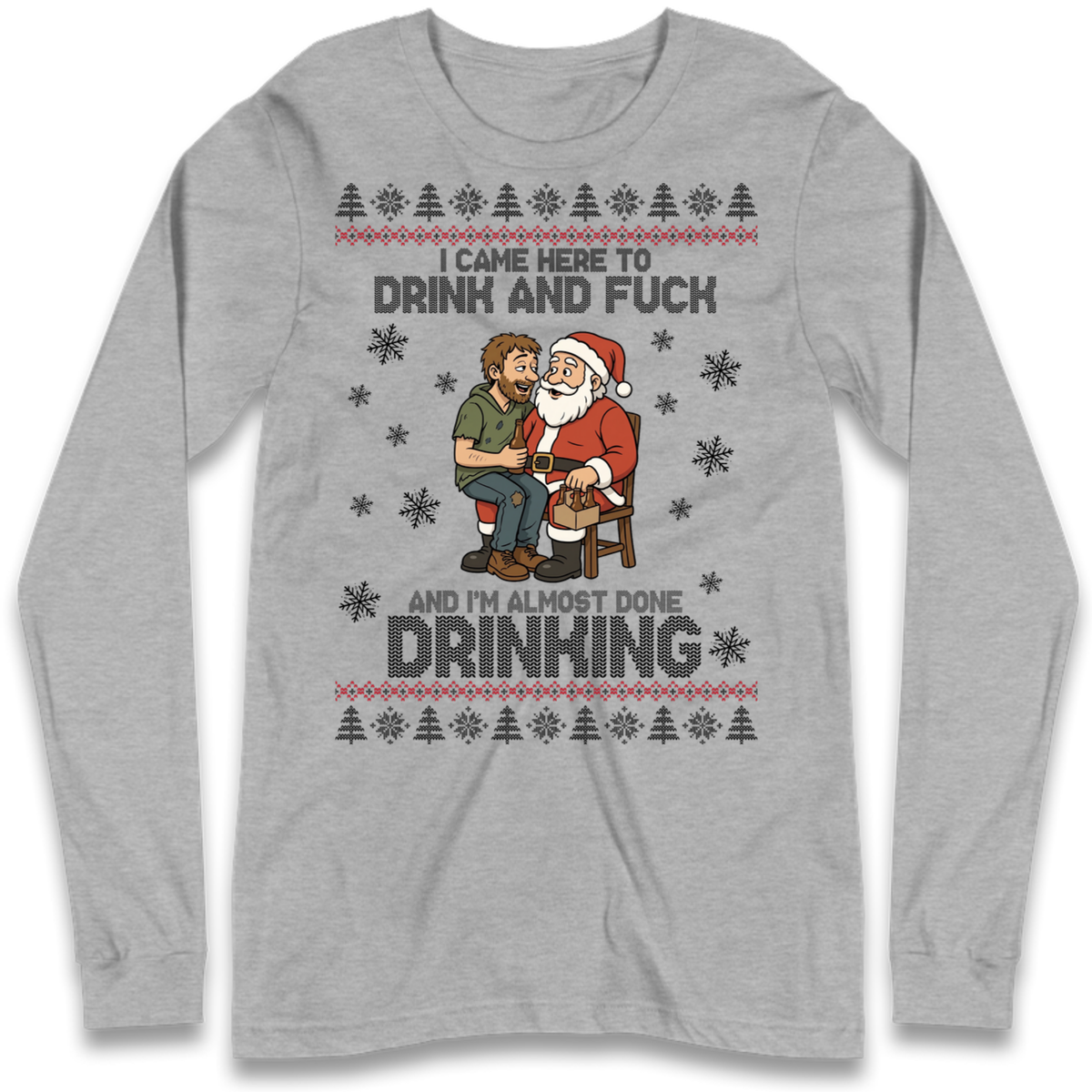 Rude Santa Graphic Long Sleeve T-Shirt