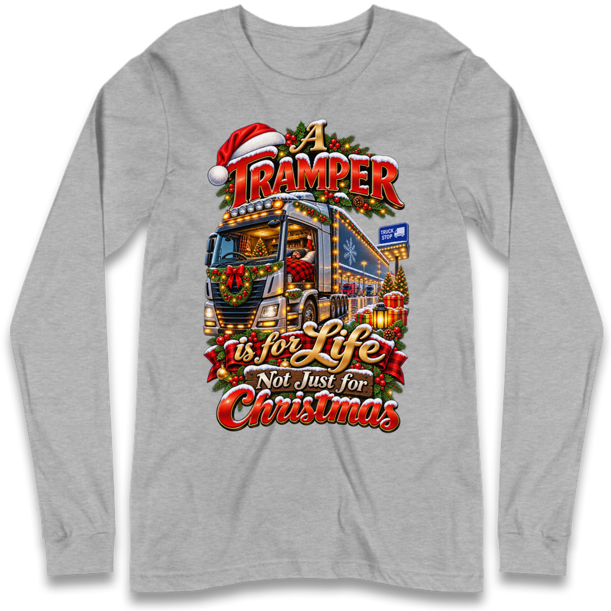 Trucker Christmas Long Sleeve T-Shirt