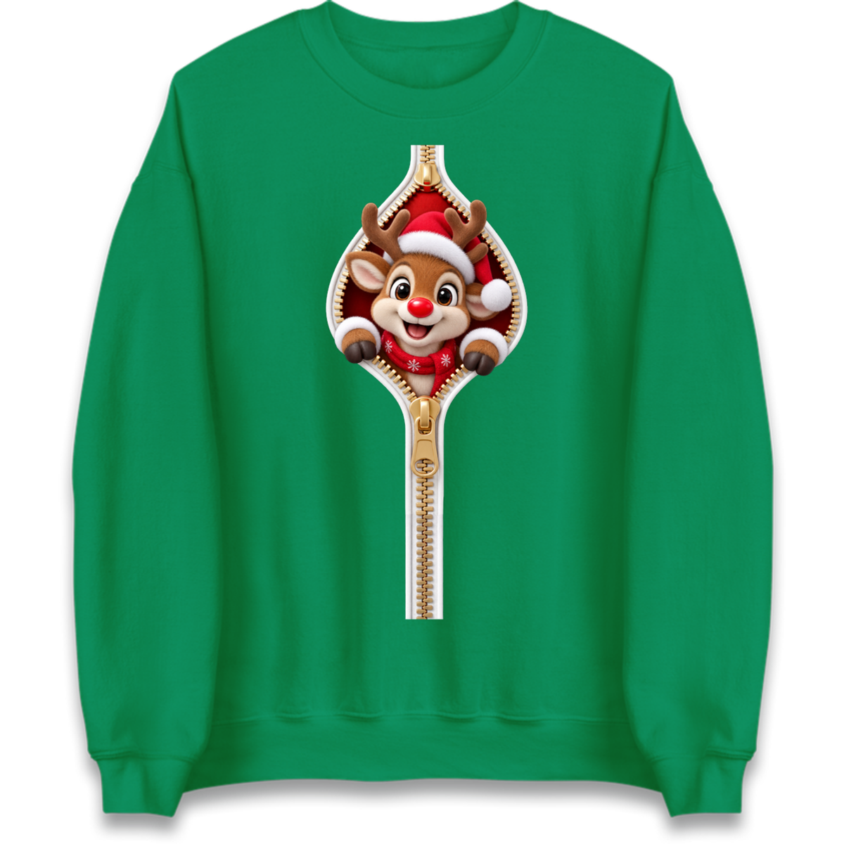 Reindeer Zip Christmas Jumper
