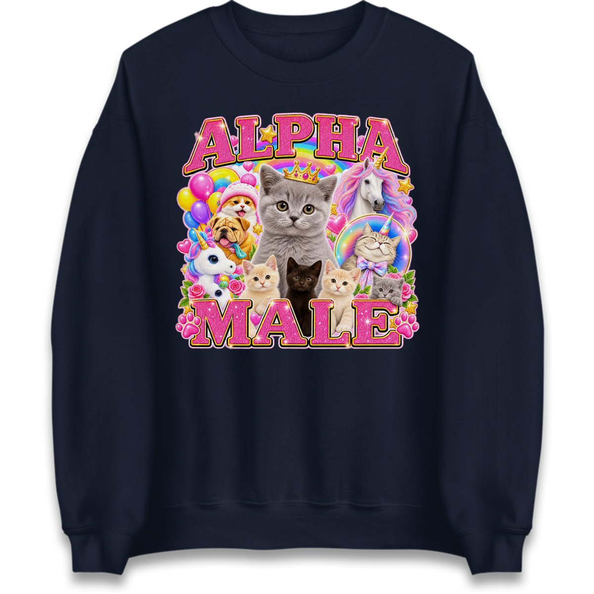 Alpha Male Funny Kitten Unicorn Jumper
