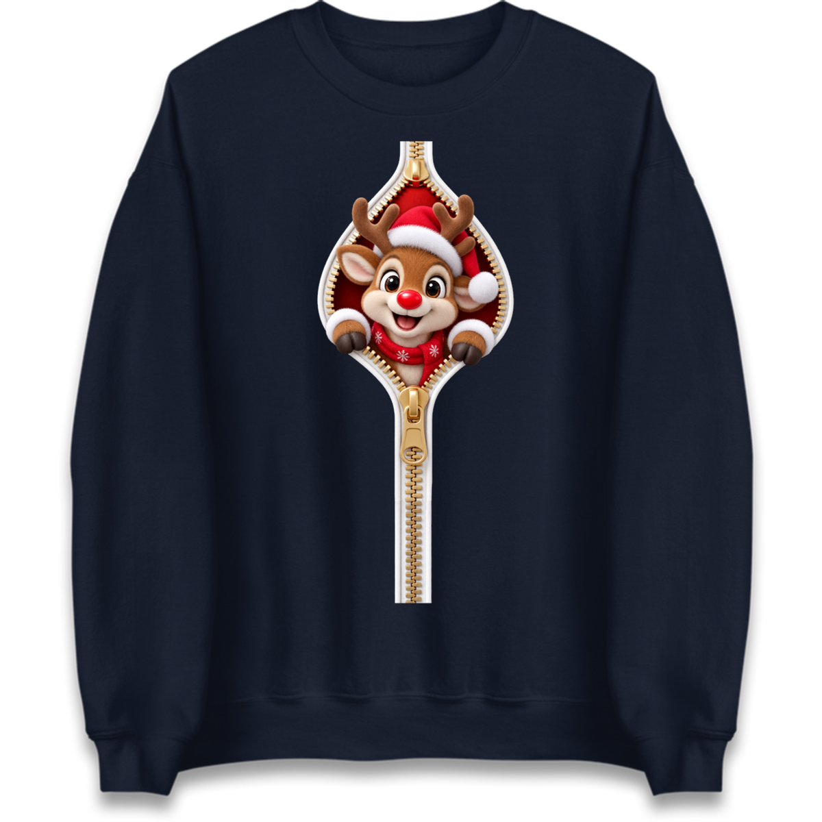 Reindeer Zip Christmas Jumper