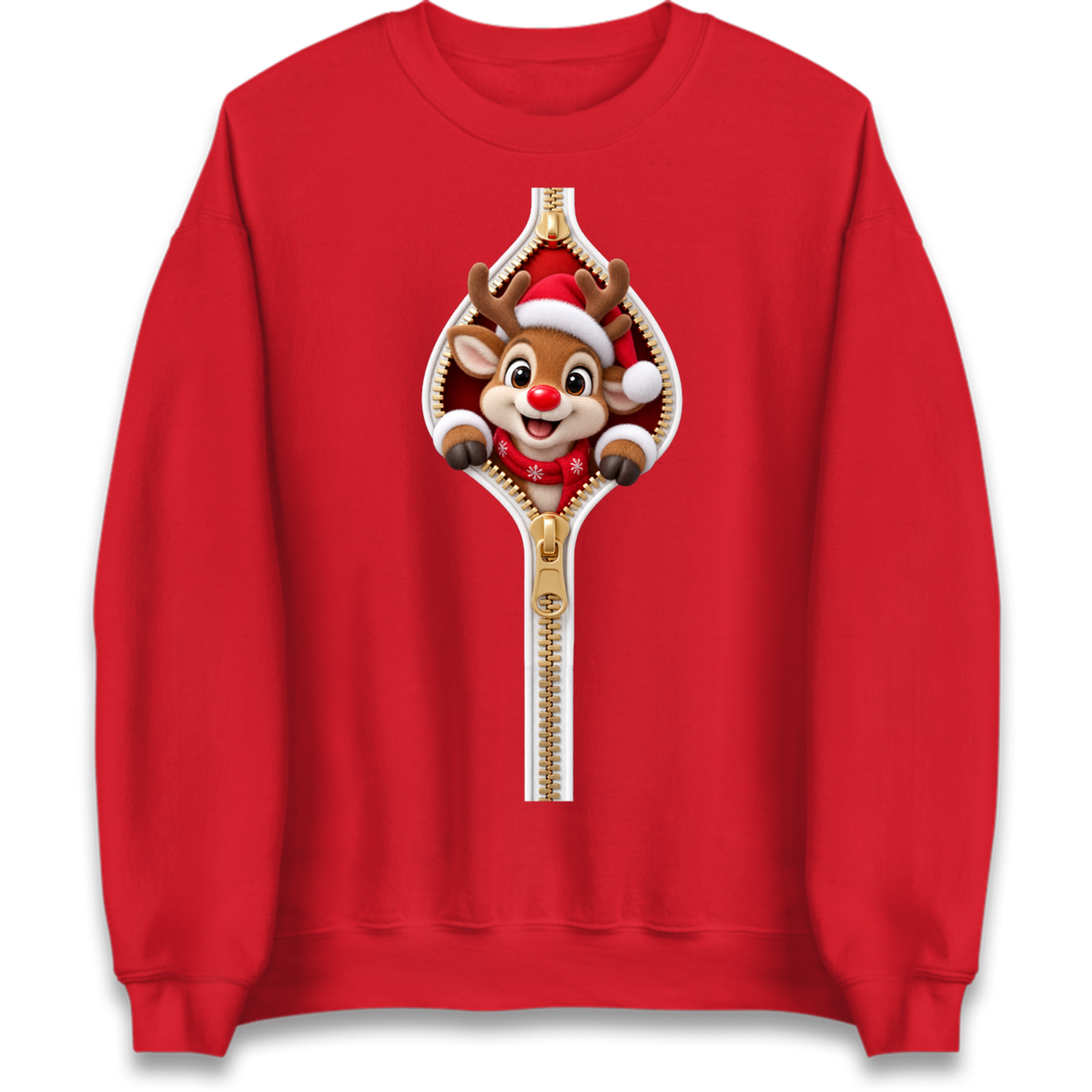 Reindeer Zip Christmas Jumper