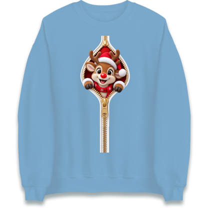 Reindeer Zip Christmas Jumper