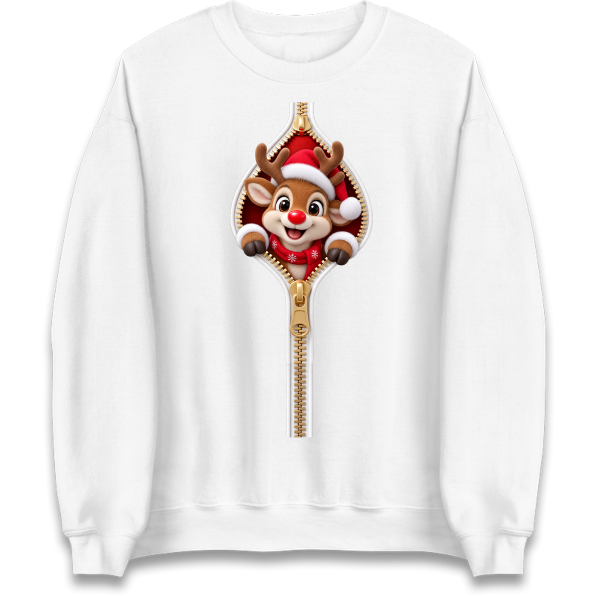 Reindeer Zip Christmas Jumper