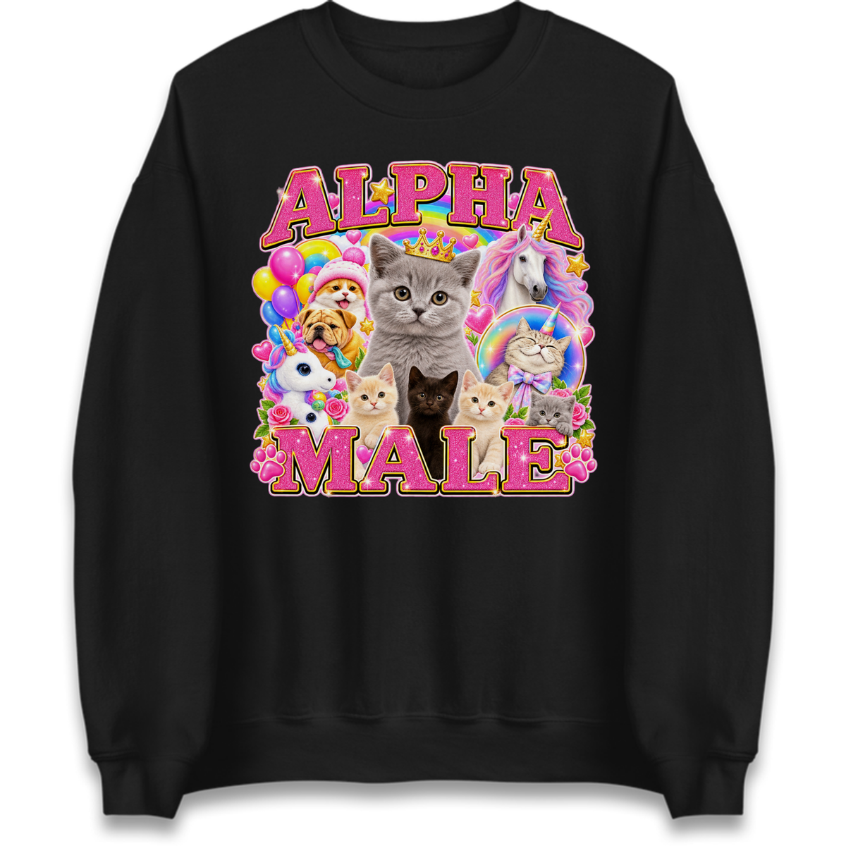 Alpha Male Funny Kitten Unicorn Jumper