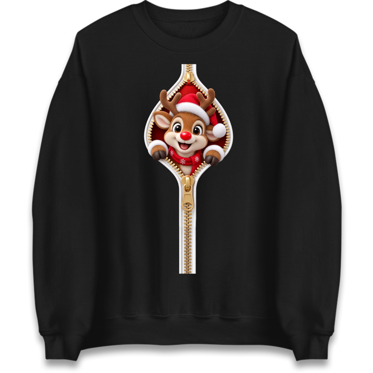 Reindeer Zip Christmas Jumper
