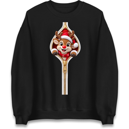 Reindeer Zip Christmas Jumper