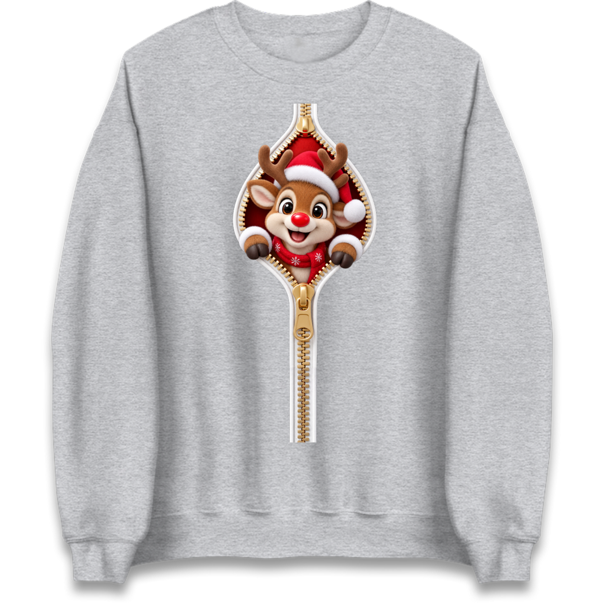 Reindeer Zip Christmas Jumper