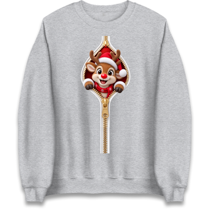 Reindeer Zip Christmas Jumper