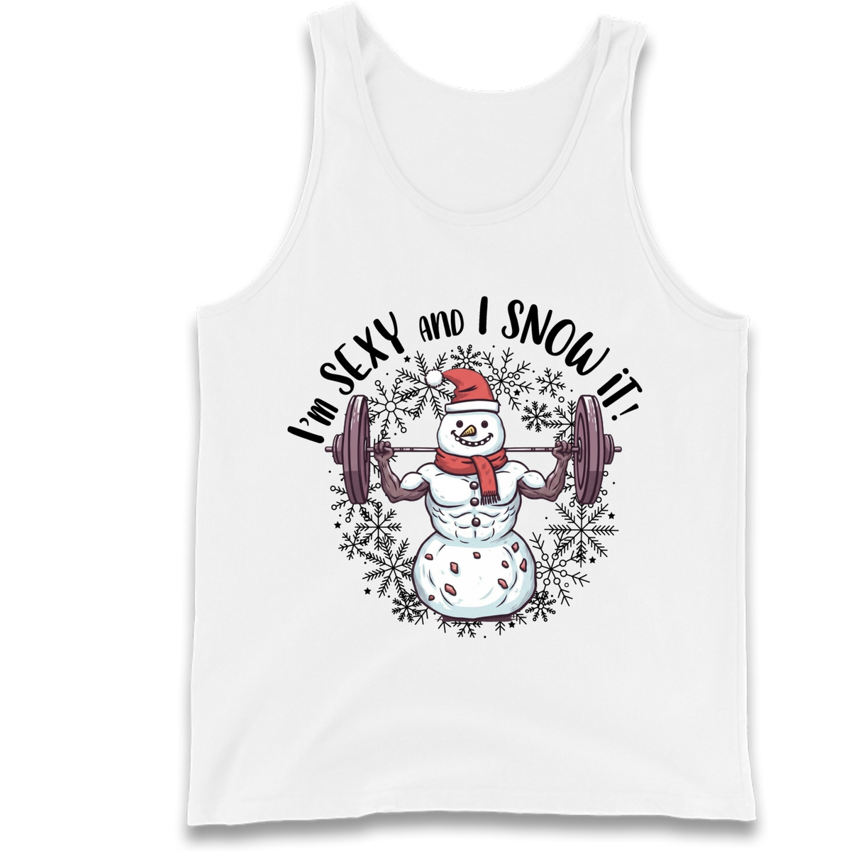 Gym Snowman Graphic Christmas Tank Top