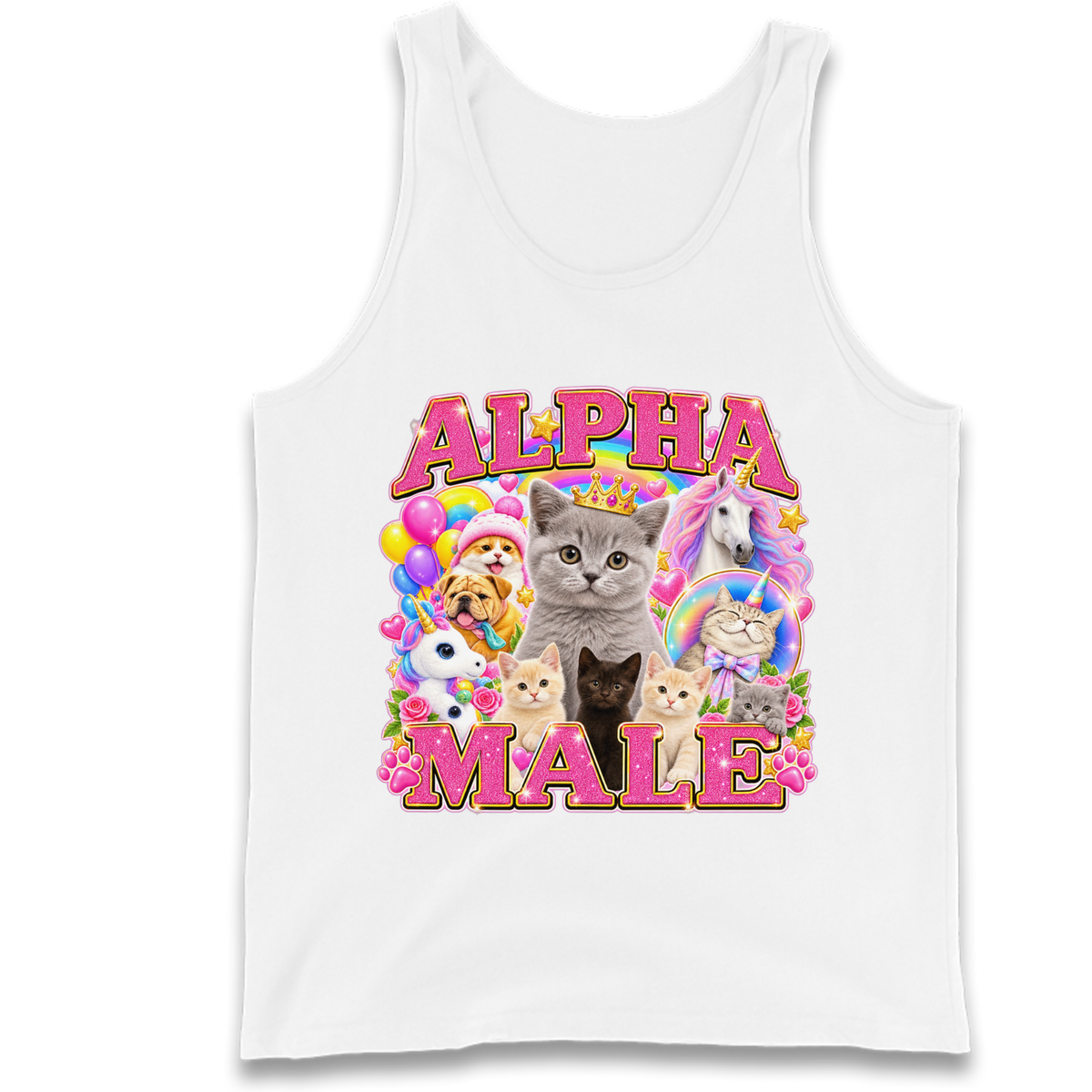Alpha Male Funny Kitten Unicorn Tank Top