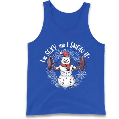 Gym Snowman Graphic Christmas Tank Top