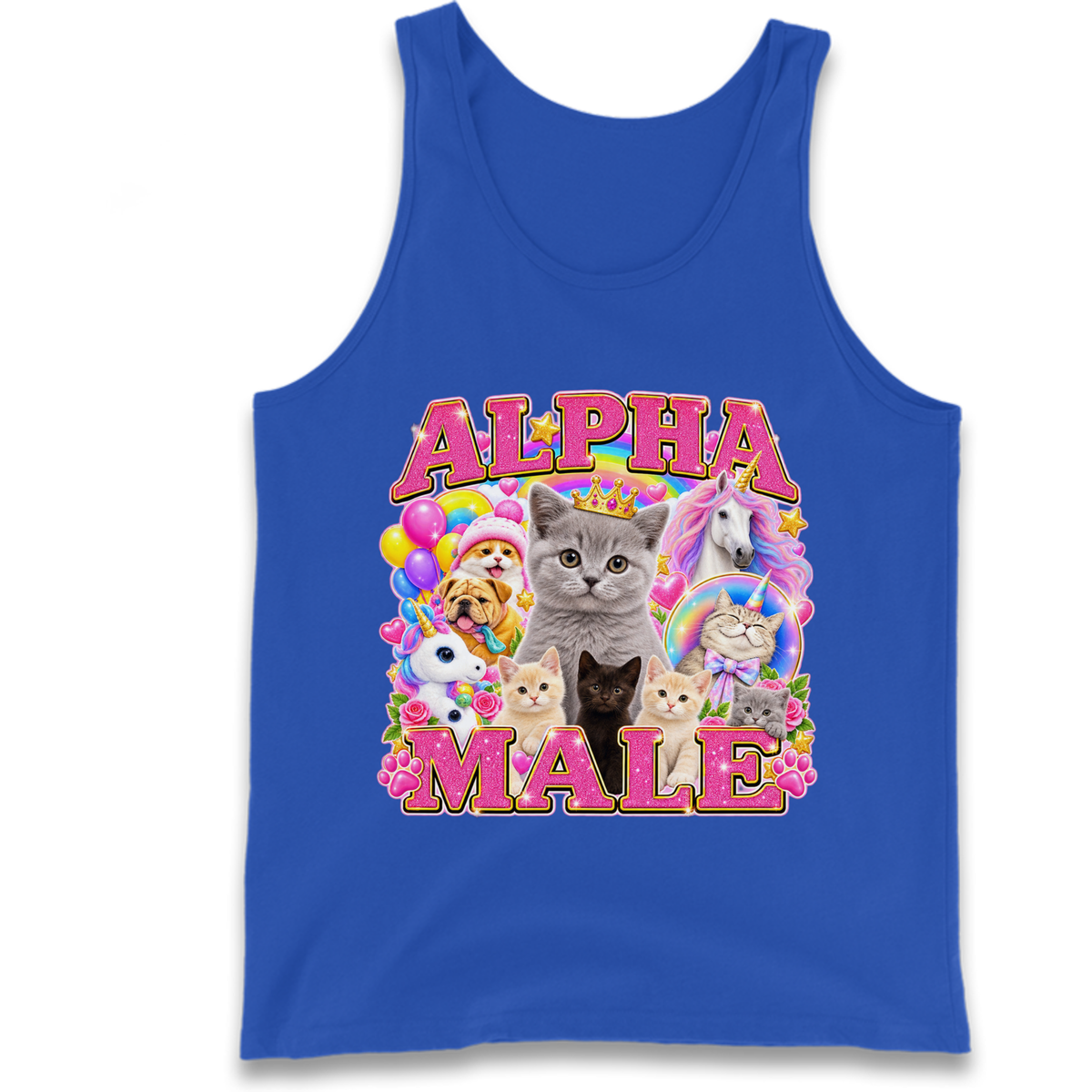 Alpha Male Funny Kitten Unicorn Tank Top