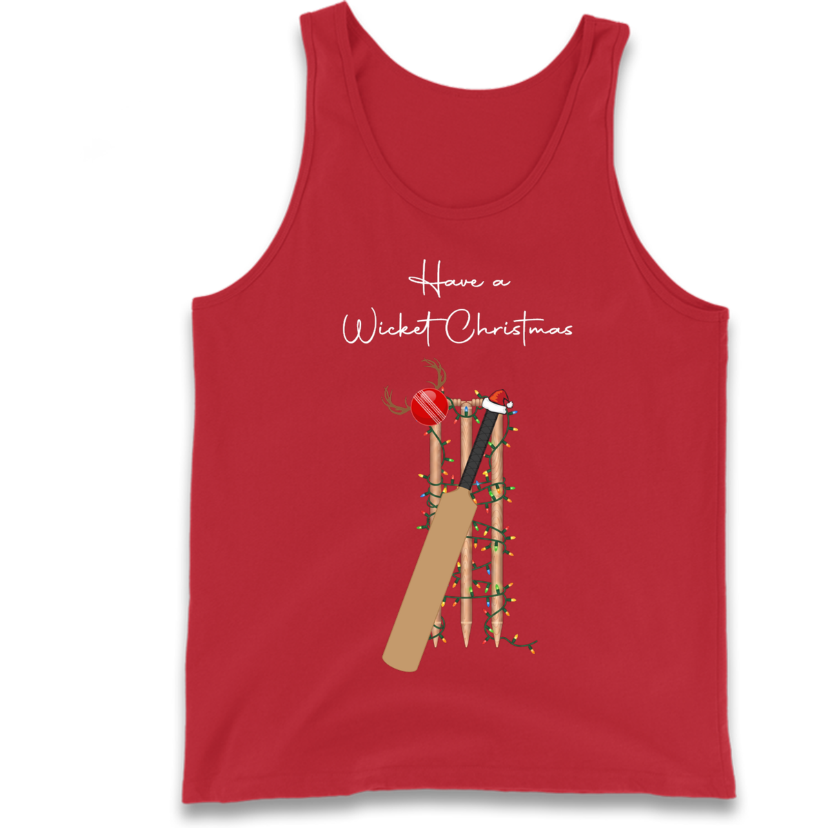 Cricket Bat Graphic Christmas Tank Top