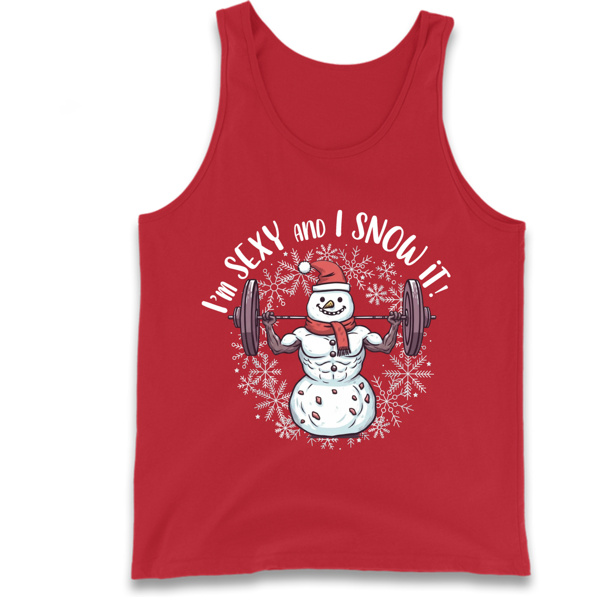 Gym Snowman Graphic Christmas Tank Top