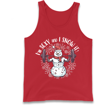 Gym Snowman Graphic Christmas Tank Top