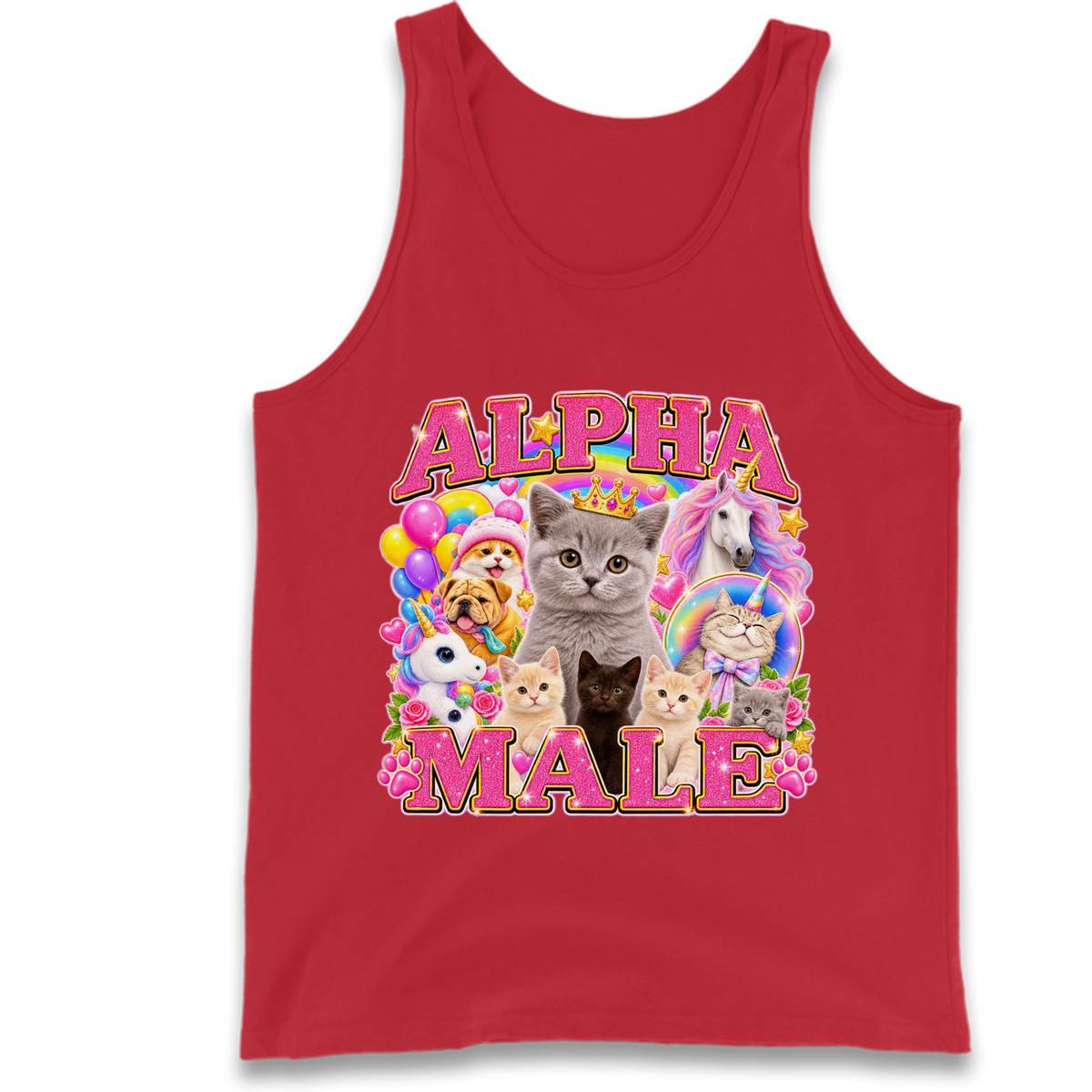 Alpha Male Funny Kitten Unicorn Tank Top