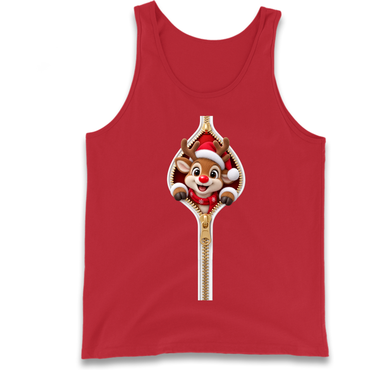 Reindeer Zip Christmas Tank Top