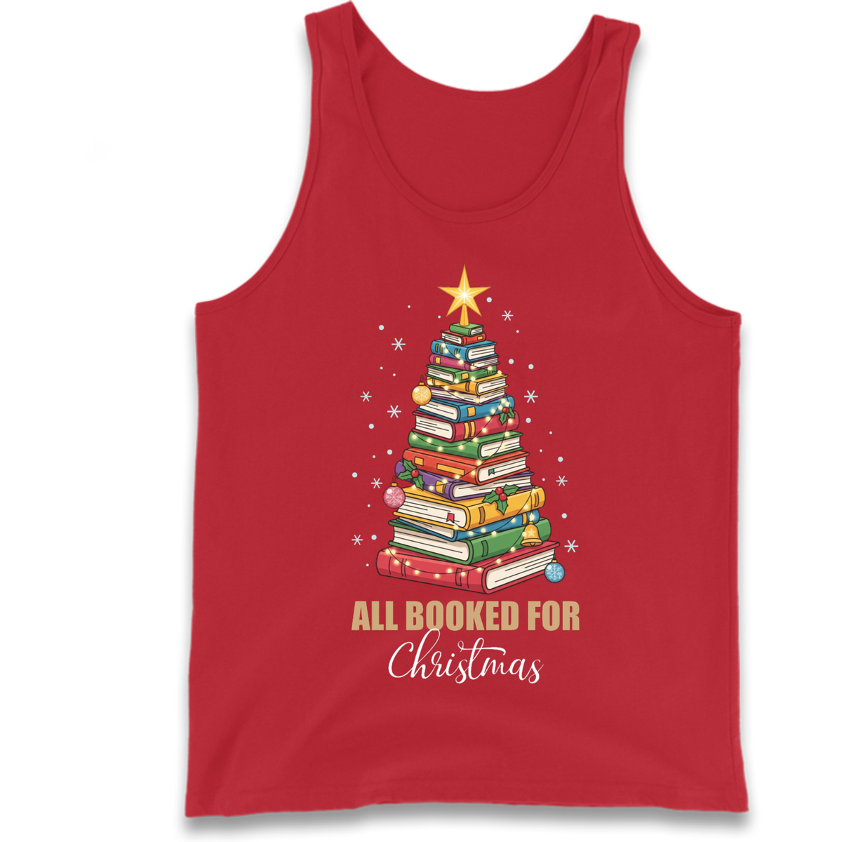 Book Tree Christmas Tank Top