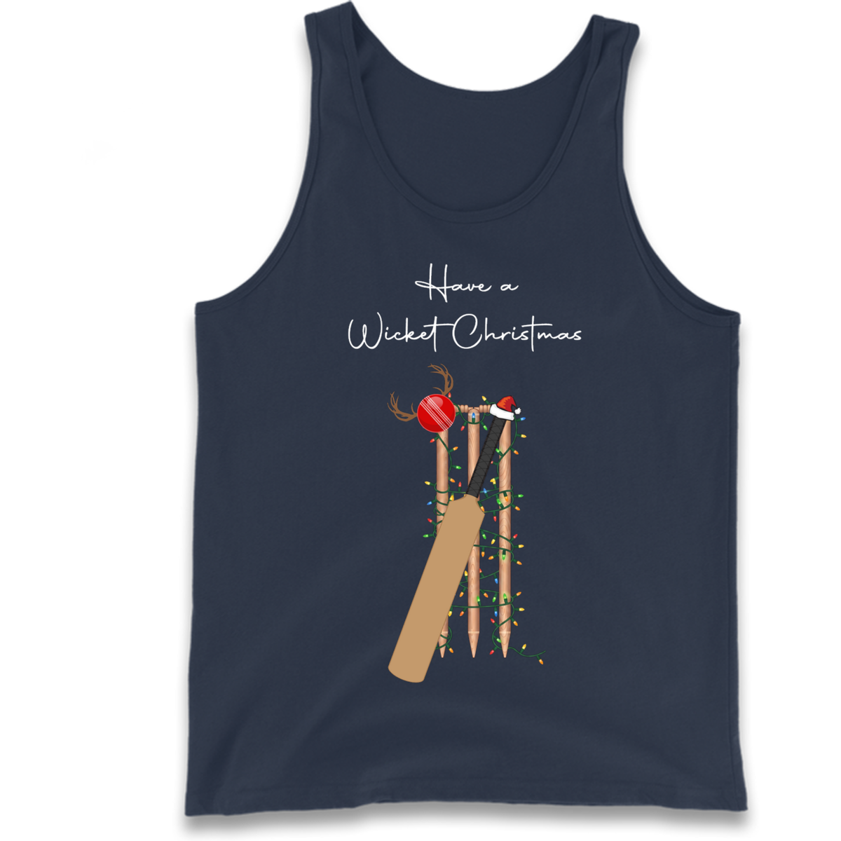 Cricket Bat Graphic Christmas Tank Top