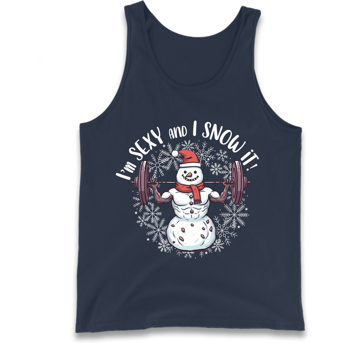 Gym Snowman Graphic Christmas Tank Top