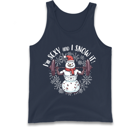 Gym Snowman Graphic Christmas Tank Top