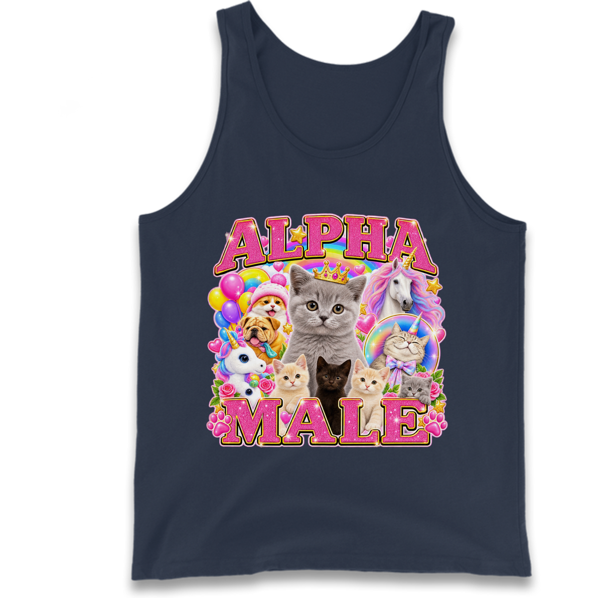 Alpha Male Funny Kitten Unicorn Tank Top