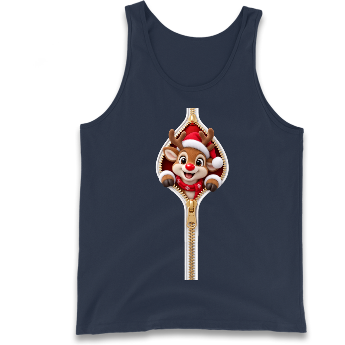 Reindeer Zip Christmas Tank Top