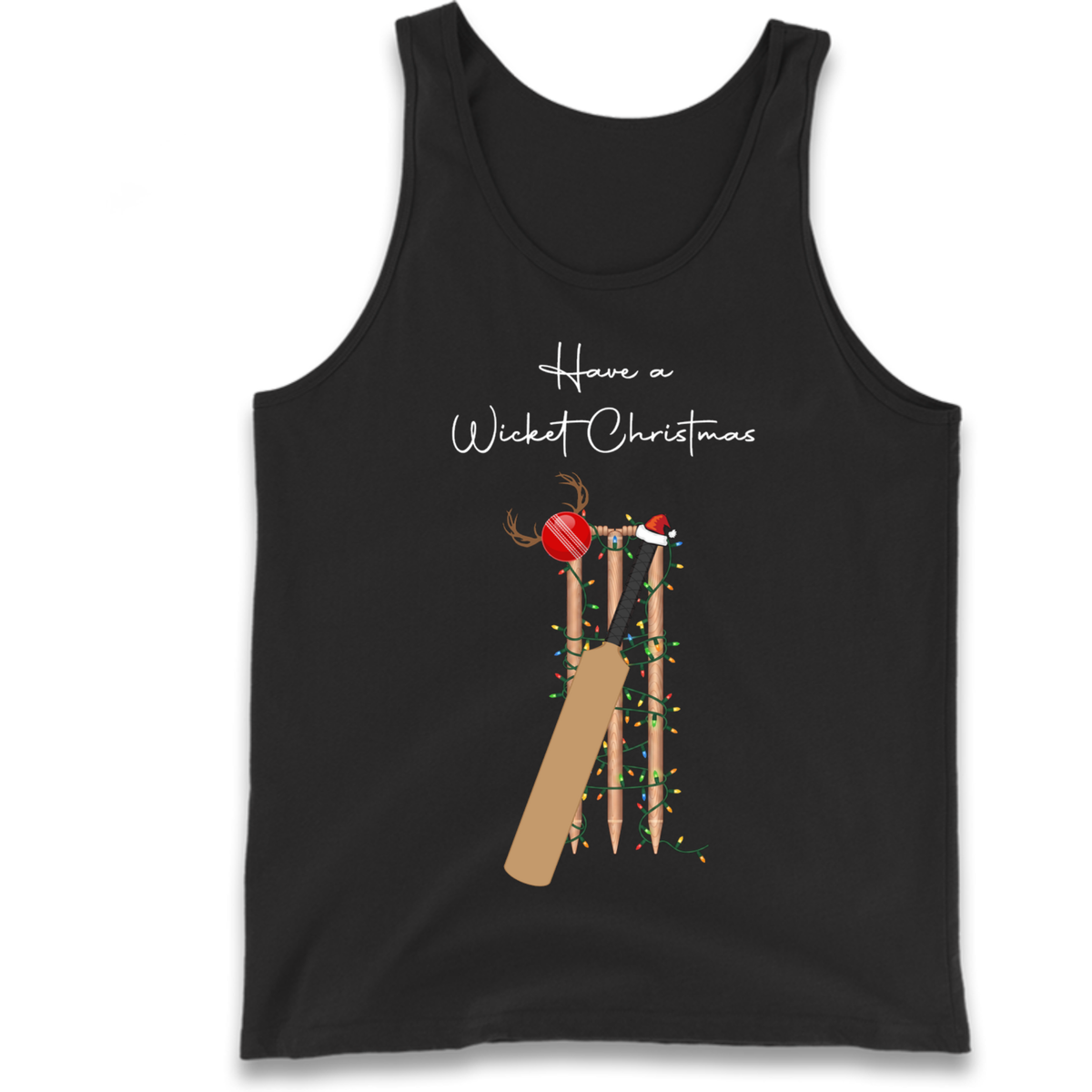 Cricket Bat Graphic Christmas Tank Top