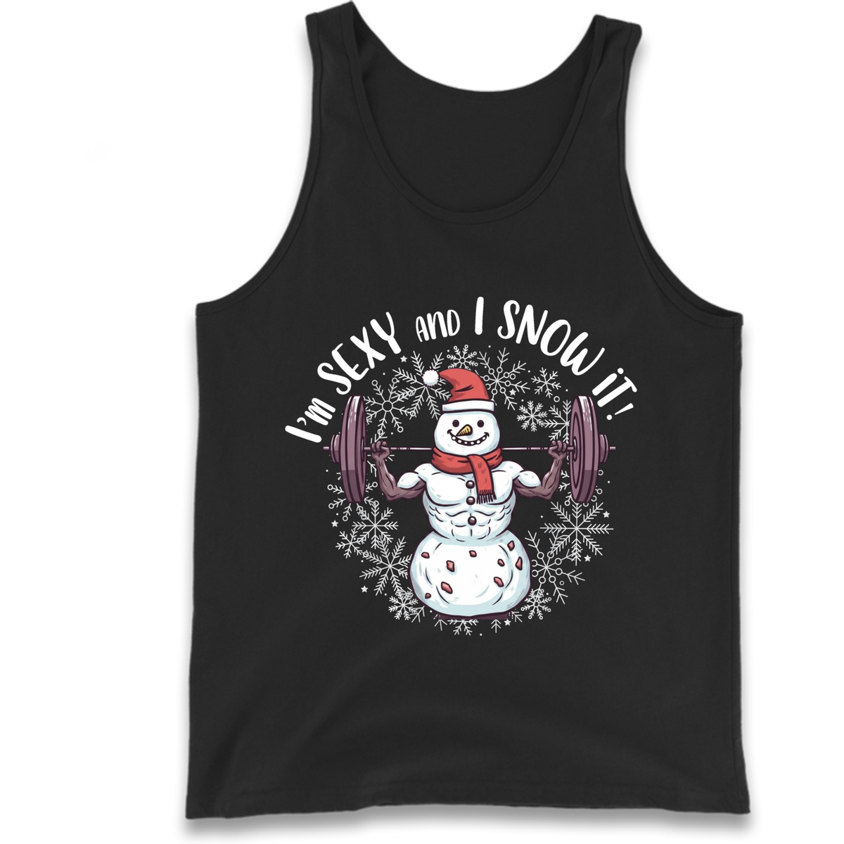 Gym Snowman Graphic Christmas Tank Top