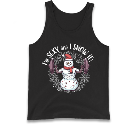 Gym Snowman Graphic Christmas Tank Top