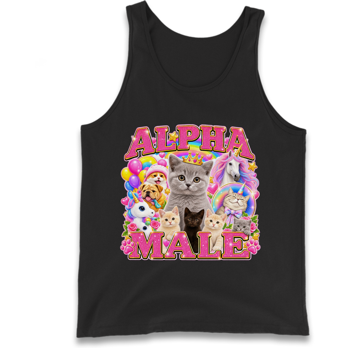 Alpha Male Funny Kitten Unicorn Tank Top