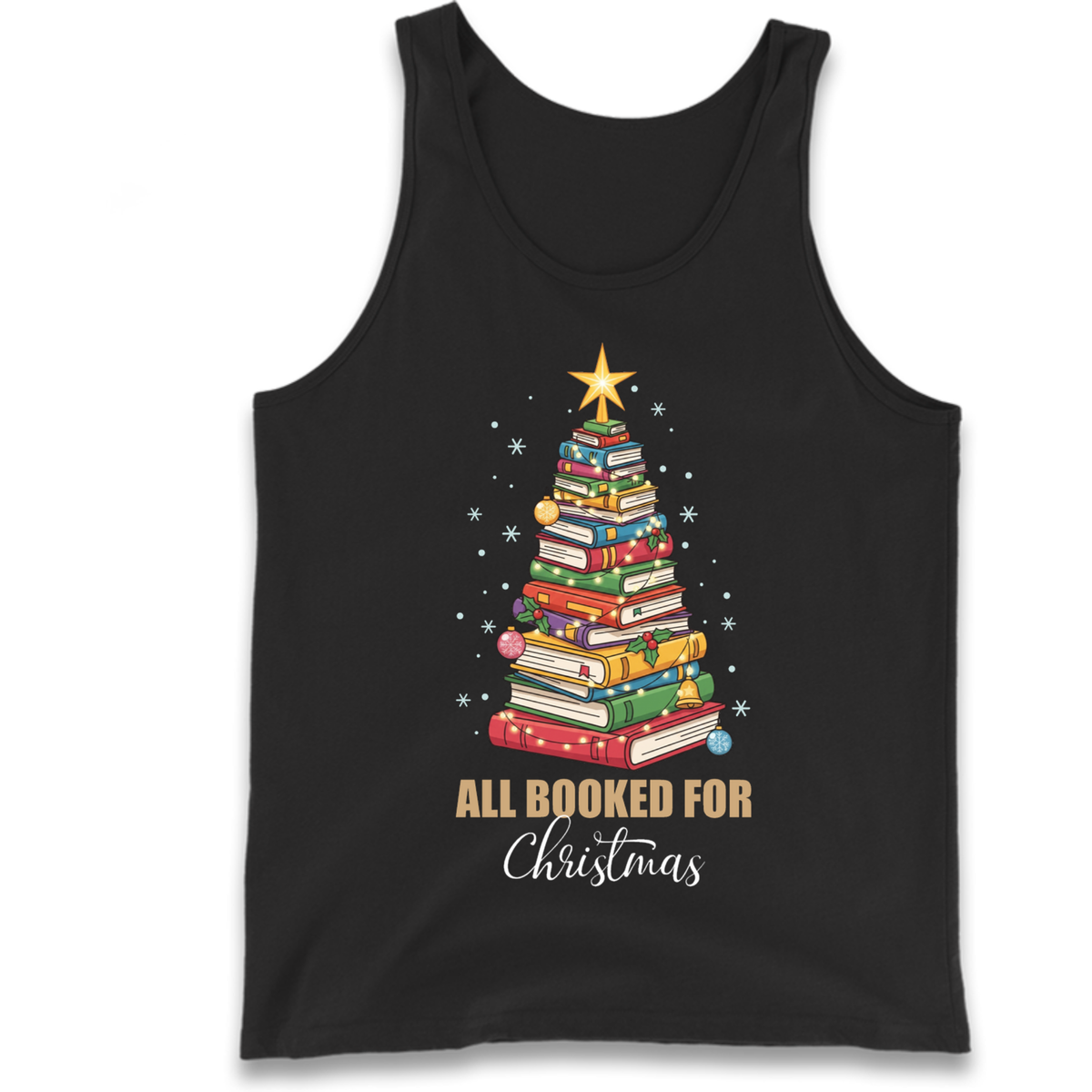 Book Tree Christmas Tank Top