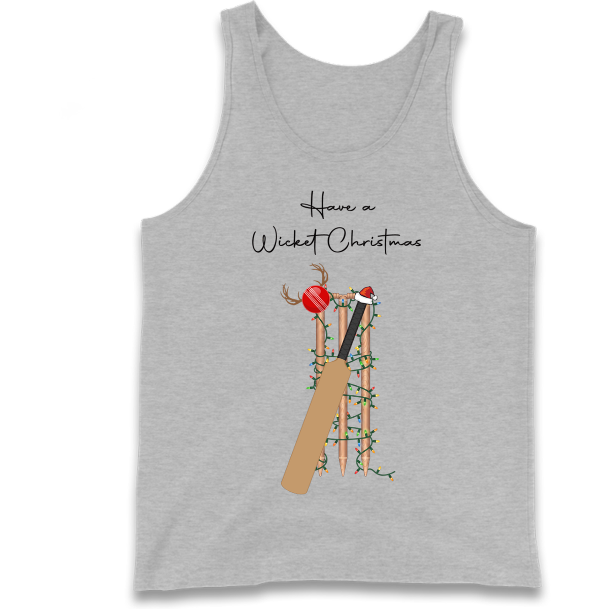 Cricket Bat Graphic Christmas Tank Top