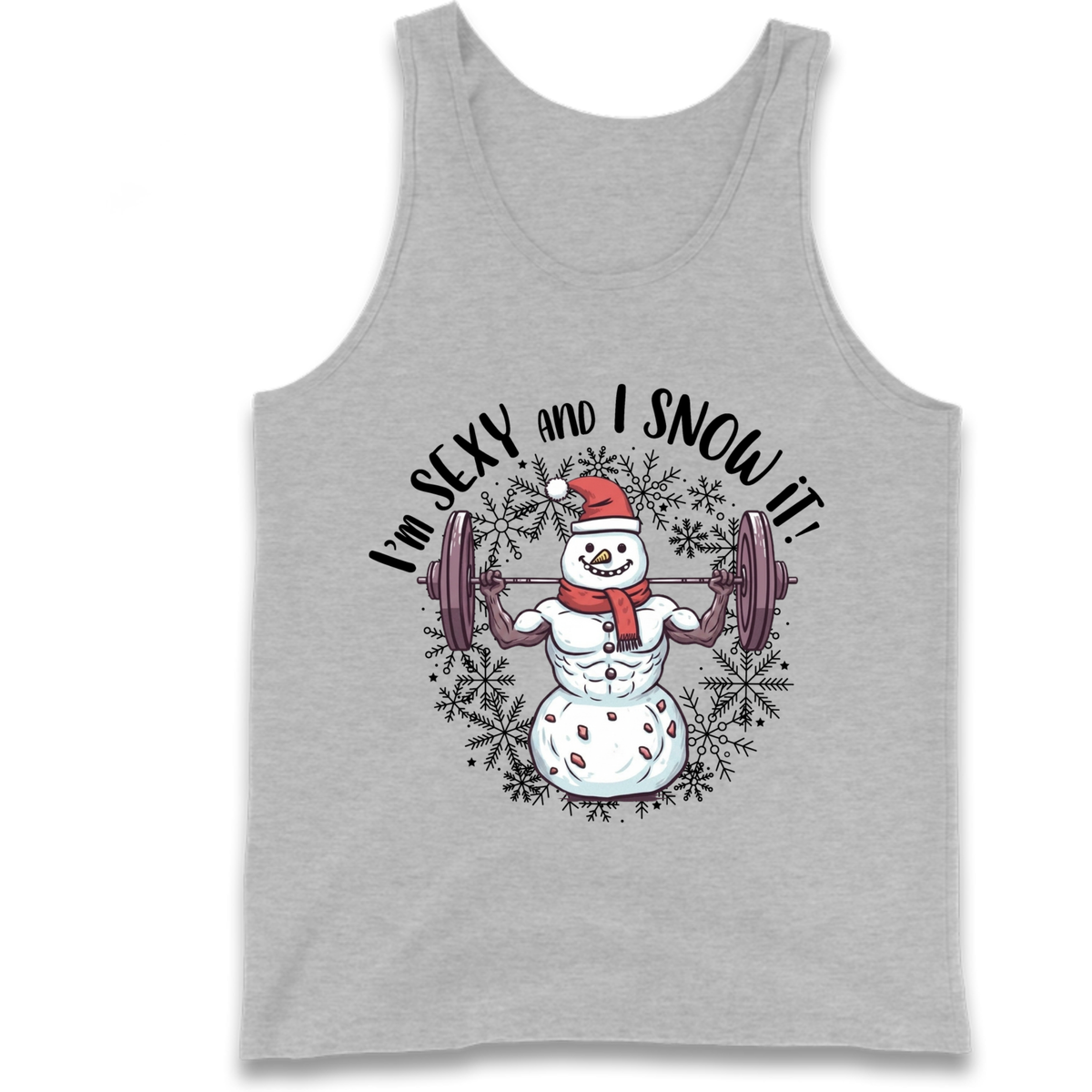 Gym Snowman Graphic Christmas Tank Top
