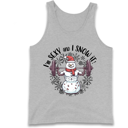 Gym Snowman Graphic Christmas Tank Top