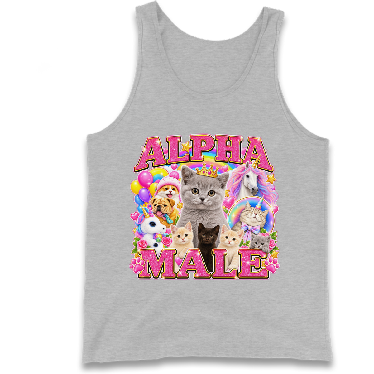 Alpha Male Funny Kitten Unicorn Tank Top