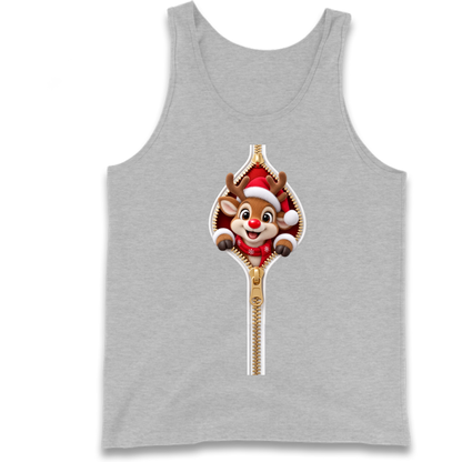 Reindeer Zip Christmas Tank Top