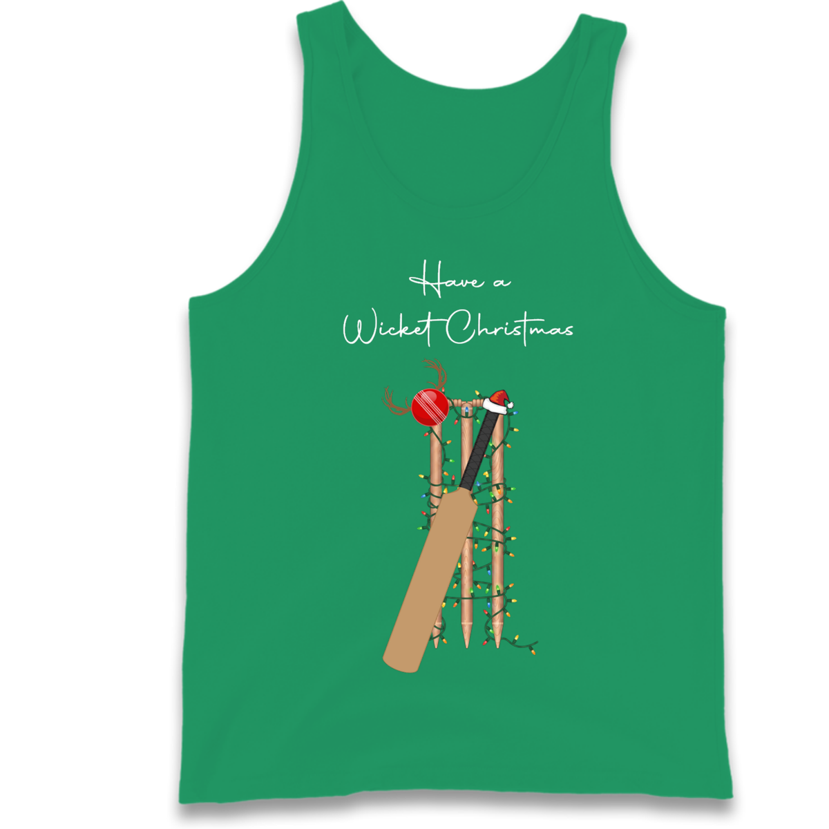 Cricket Bat Graphic Christmas Tank Top