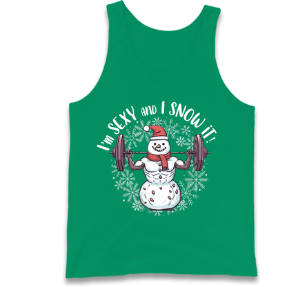 Gym Snowman Graphic Christmas Tank Top