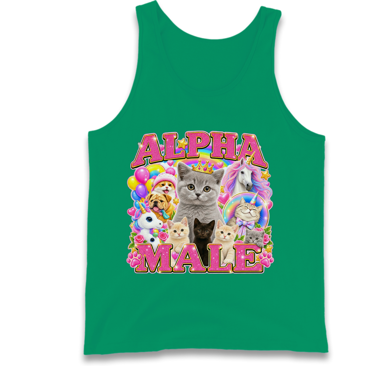 Alpha Male Funny Kitten Unicorn Tank Top