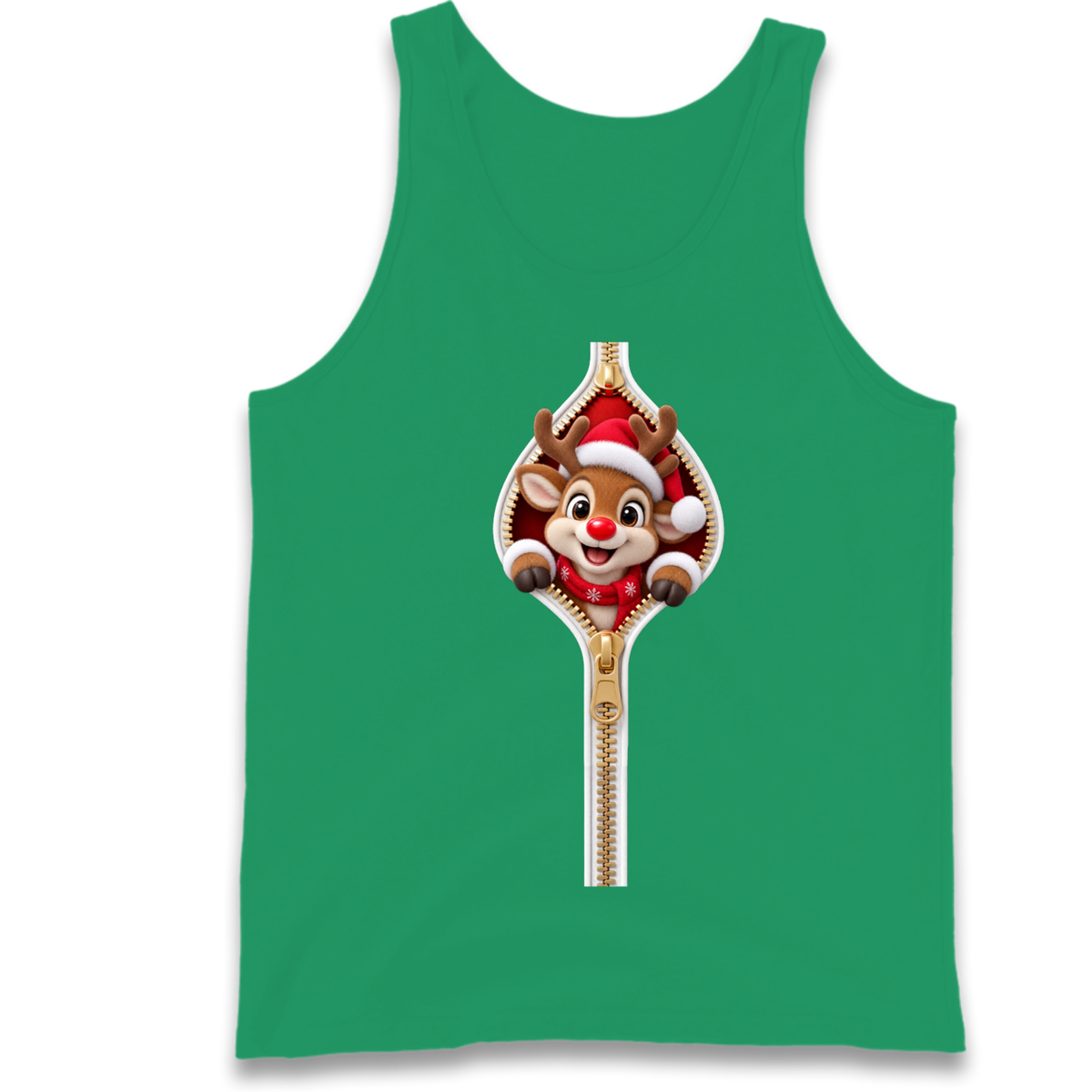 Reindeer Zip Christmas Tank Top
